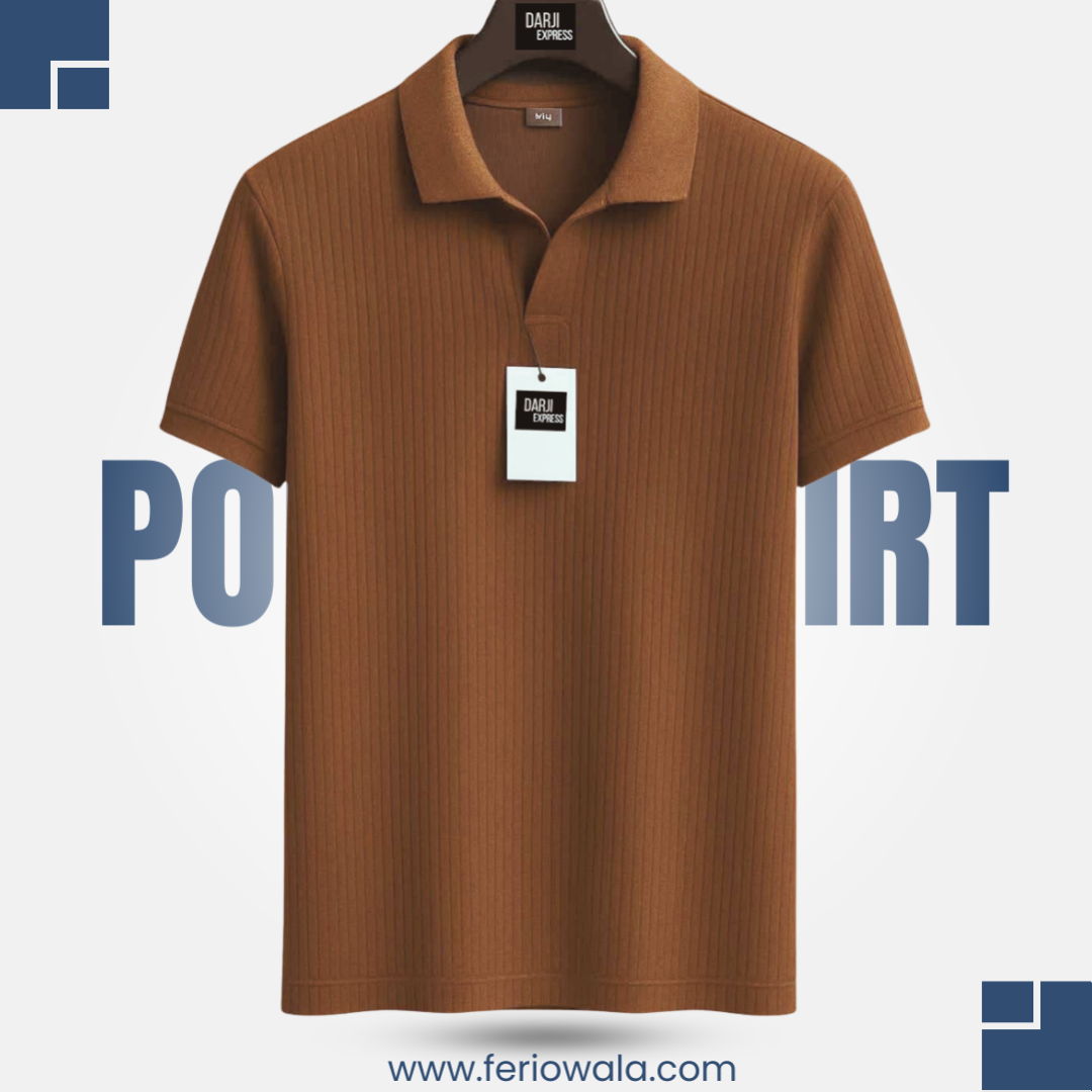 Men’s Brown Rib Polo T Shirt
