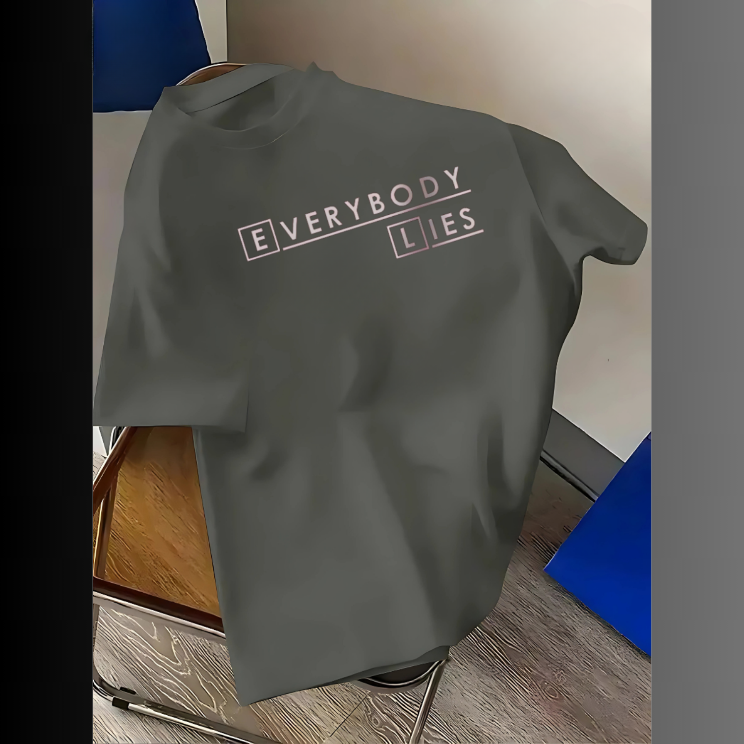 Drop Shoulder T Shirt - Everybody Lies Ash