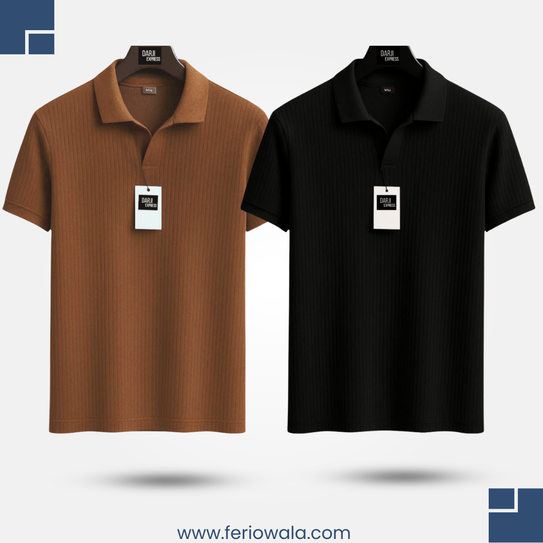 Polo T Shirt Combo Black + Brown