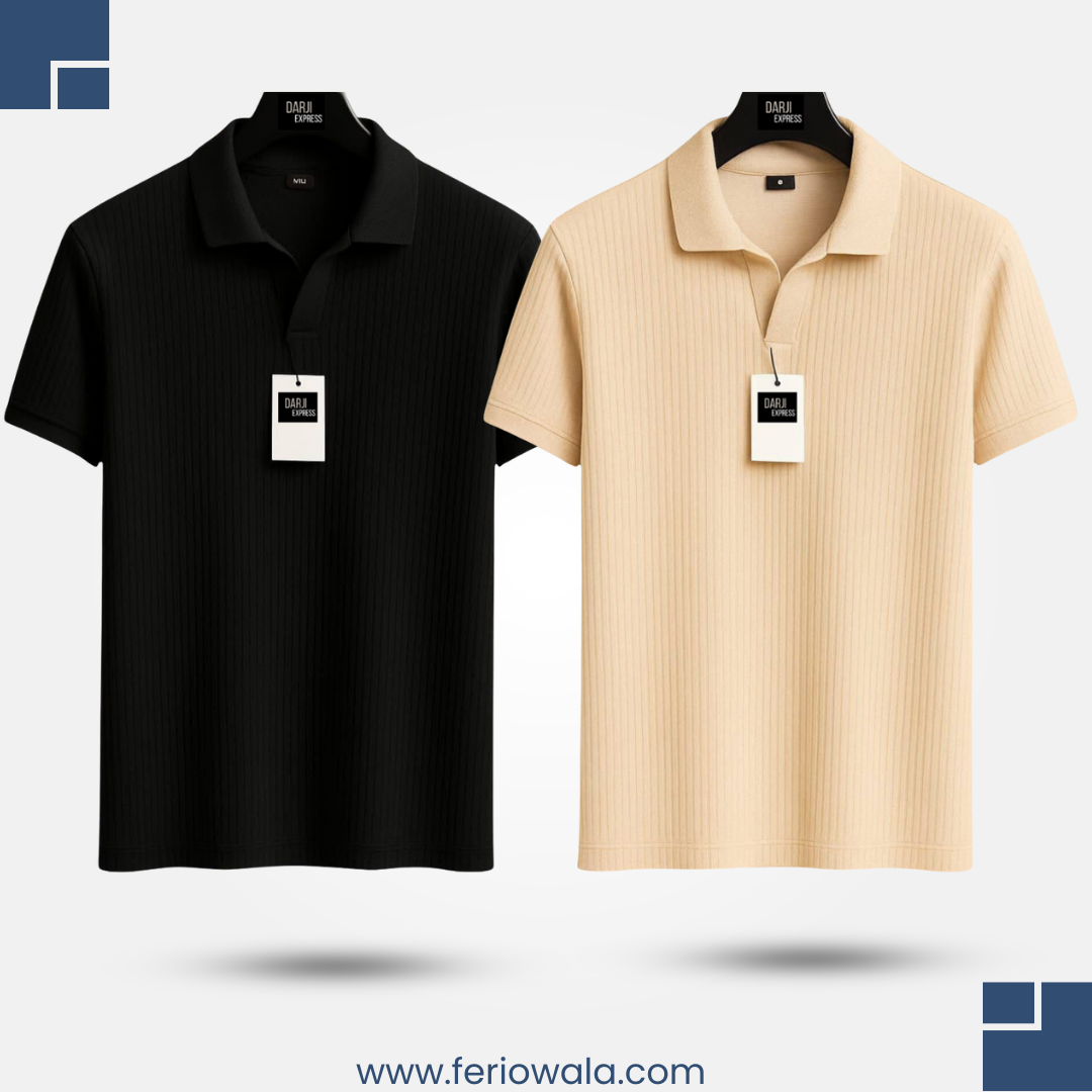 Polo T Shirt Combo Black + Cream