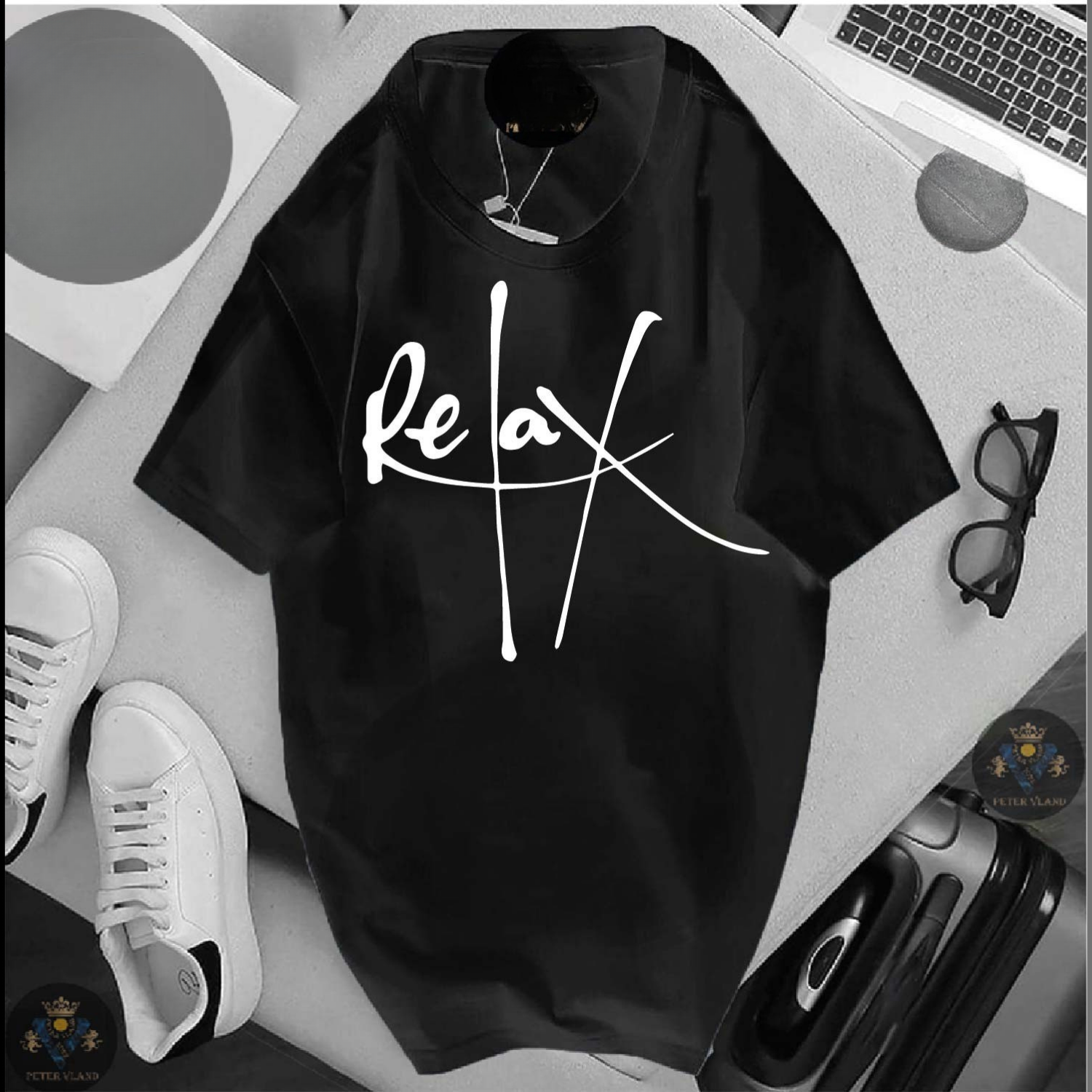 Drop Shoulder T Shirt - Relax Black
