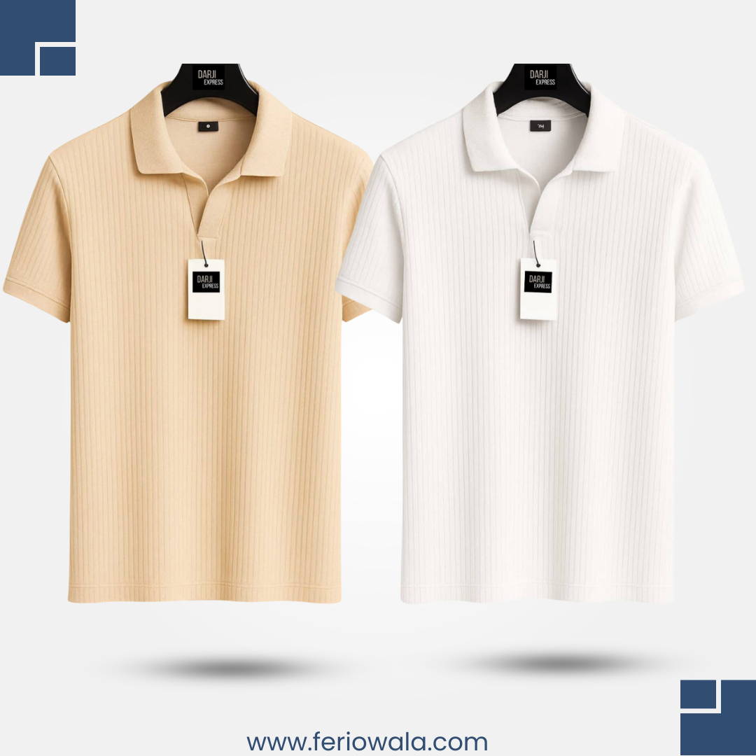 Polo T Shirt Combo White + Cream