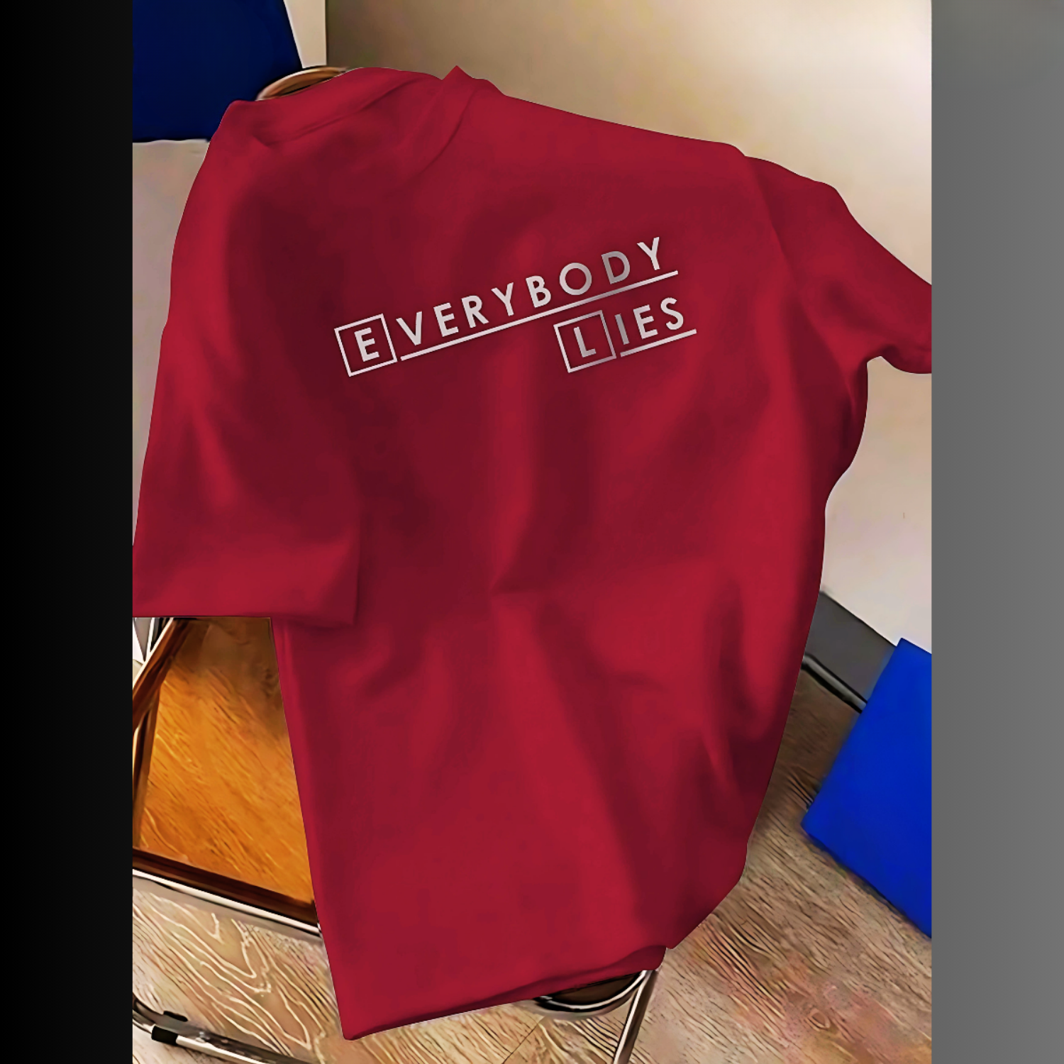 Drop Shoulder T Shirt - Everybody Lies Red