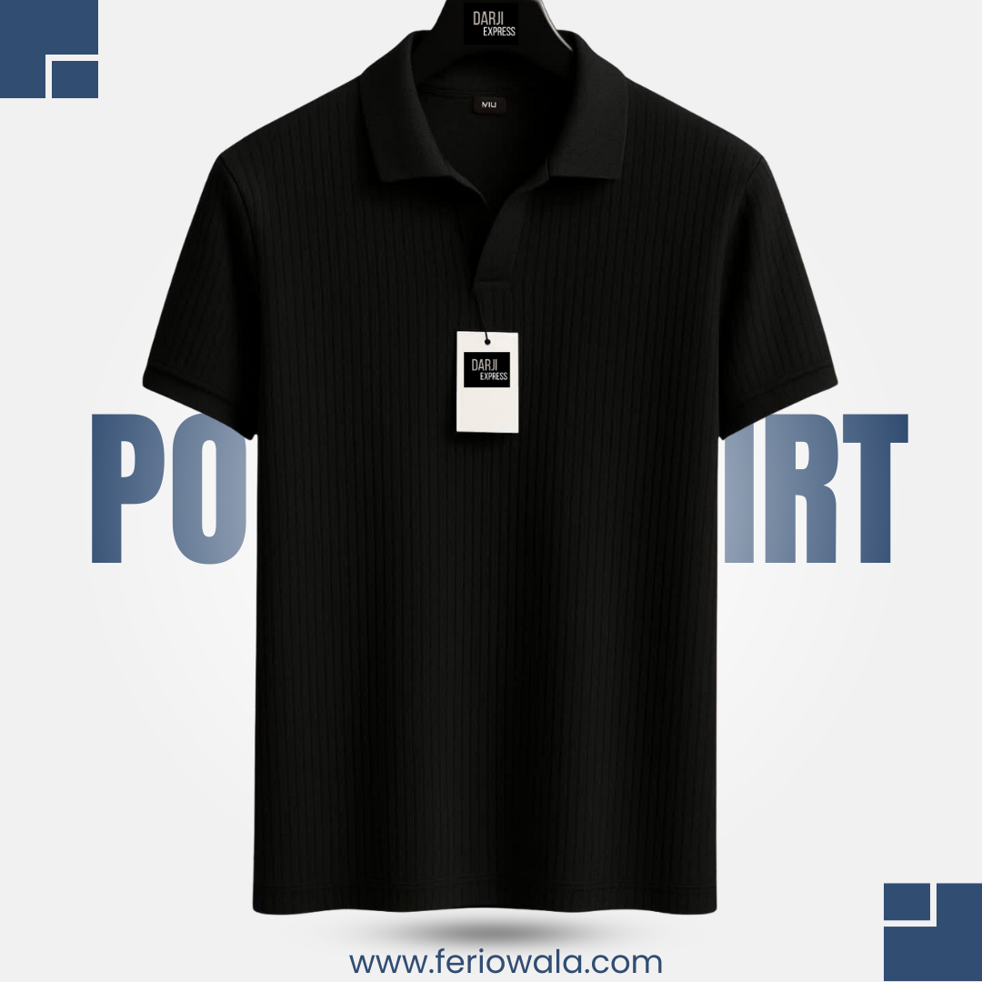 Men’s Black Rib Polo T Shirt