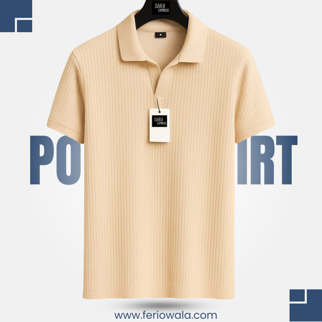 Men’s Off-White Rib Polo T Shirt