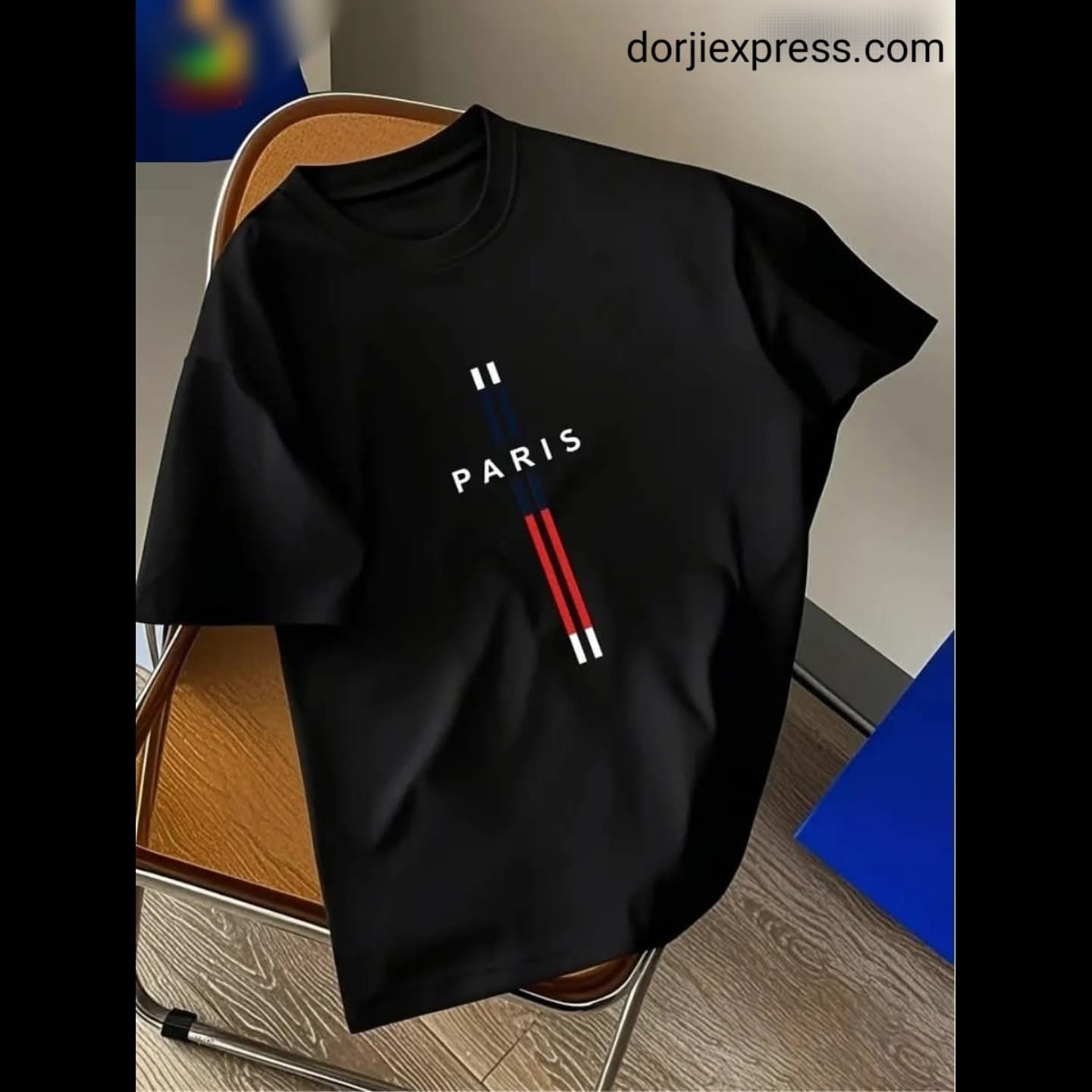 Drop Shoulder T Shirt - Paris Black