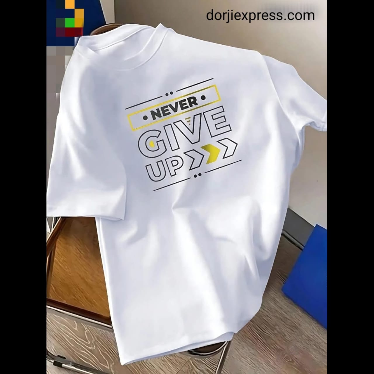 Drop Shoulder T Shirt - Never Give Up White